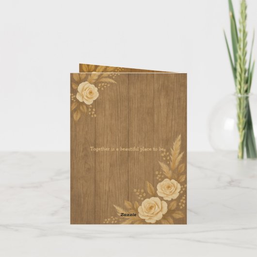Rustikale Hochzeitseinladung mit blumenbeigen Rose Einladung (Rückseite)