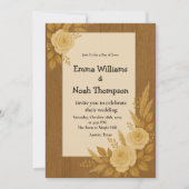 Rustikale Hochzeitseinladung mit blumenbeigen Rose Einladung (Vorderseite)