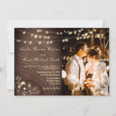 Rustikale Hochzeitseinladung mit Foto und QR-Code Einladung (Vorderseite)