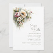 Rustikale Hochzeitseinladung mit rosa und orangefa Save The Date (Vorderseite)