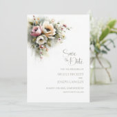 Rustikale Hochzeitseinladung mit rosa und orangefa Save The Date (Stehend Vorderseite)
