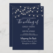 Rustikale Hochzeitseinladung mit Saitenlichtern Einladung (Vorne/Hinten)