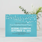 Rustikale Hochzeitseinladung Starry Night Lights Einladung (Stehend Vorderseite)