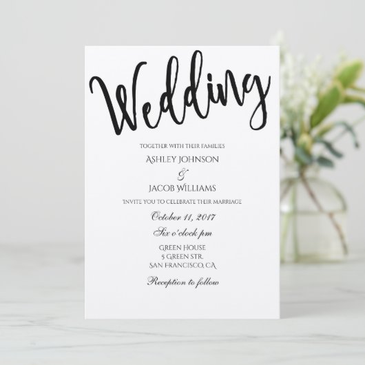 Rustikale Hochzeitseinladung. Typografie Einladung (Stehend Vorderseite)