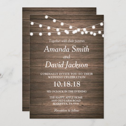 Rustikale Hochzeitseinladung Waldland Vintag Einladung (Vorne/Hinten)