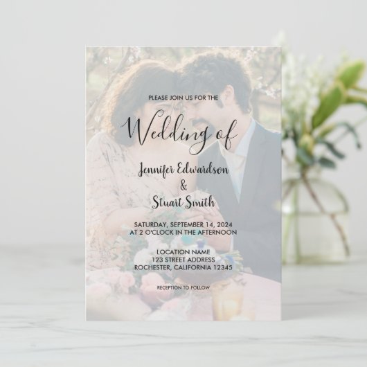 Rustikale Hochzeitseinladung zum Foto (Stehend Vorderseite)