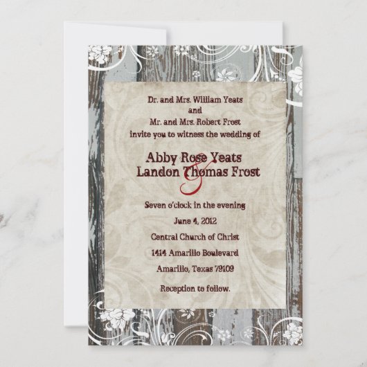 Rustikale Hochzeitseinladungen für Holz und Pergam Einladung (Vorderseite)