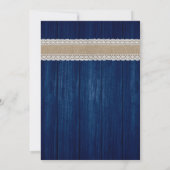 Rustikale Hochzeitseinladungen für Navy und Sonnen Einladung (Rückseite)