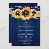 Rustikale Hochzeitseinladungen für Navy und Sonnen Einladung (Vorne/Hinten)