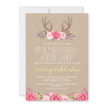 Rustikale Hochzeitseinladungen für Peony and Deer 