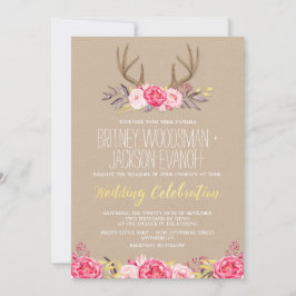 Rustikale Hochzeitseinladungen für Peony and Deer  Einladung