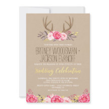 Rustikale Hochzeitseinladungen für Peony and Deer 