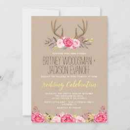 Rustikale Hochzeitseinladungen für Peony and Deer  Einladung