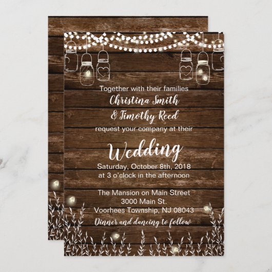 Rustikale Hochzeitseinladungen - Hochzeit auf dem Einladung (Vorne/Hinten)