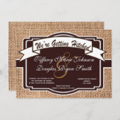Rustikale Hochzeitseinladungen mit Hitched Burlap  Einladung (Vorne/Hinten)