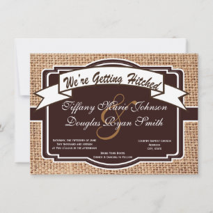 Rustikale Hochzeitseinladungen mit Hitched Burlap Einladung