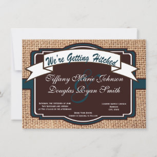 Rustikale Hochzeitseinladungen mit Hitched Burlap Einladung