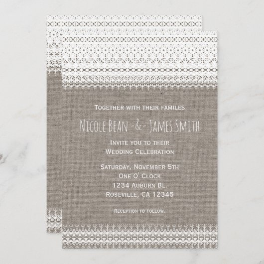 Rustikale Hochzeitseinladungen und elegante Hochze Einladung (Vorne/Hinten)