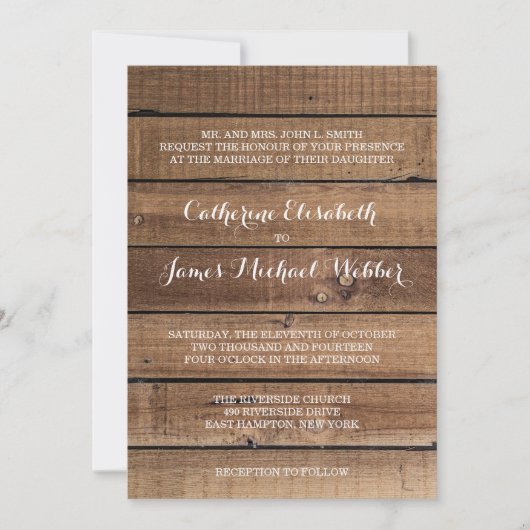 Rustikale Hochzeitseltern von Bride Einladung (Vorderseite)