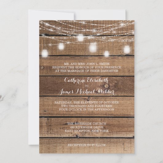 Rustikale Hochzeitseltern von Bride Einladung (Vorderseite)