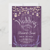 Rustikale Hochzeitsempfang - Lavendel Lila Holz Einladung (Vorderseite)