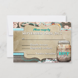 Rustikale Hochzeitsempfangs-RSVP im Mason-Glas-Sti RSVP Karte