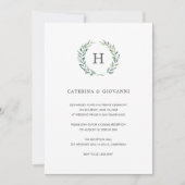 Rustikale Hochzeitsempfangsfeier mit Monogramm und Einladung (Vorderseite)