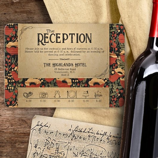 Rustikale Hochzeitsempfangskarte für die Zeitachse Dankeskarte