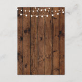 Rustikale Hochzeitsempfangskarten Holzleuchten Begleitkarte (Rückseite)