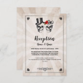 Rustikale Hochzeitsempfangskarten Skulls Rote Rose Begleitkarte (Vorne/Hinten)