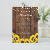 Rustikale Hochzeitsempfangskarten Sonnenblumenholz Einladung (Stehend Vorderseite)