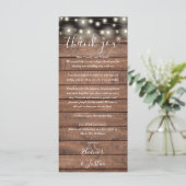 Rustikale Hochzeitsempfehlung Danke Platzkarte Menükarte (Stehend Vorderseite)