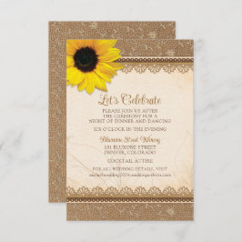 Rustikale Hochzeitsempfehlung für Burlap Lace Sunf Begleitkarte