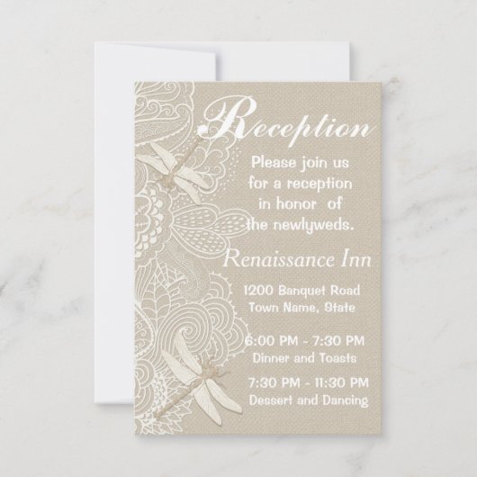 Rustikale Hochzeitsempfehlung für Burlap und Lace Einladung (Vorderseite)