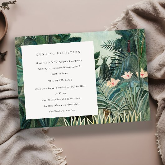 Rustikale Hochzeitsempfehlung für exotische Tropen Begleitkarte