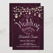 Rustikale Hochzeitsempfehlung für Holz und Licht Einladung (Vorne/Hinten)