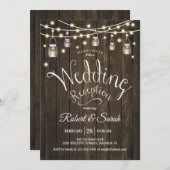 Rustikale Hochzeitsempfehlung für Holz und Licht Einladung (Vorne/Hinten)