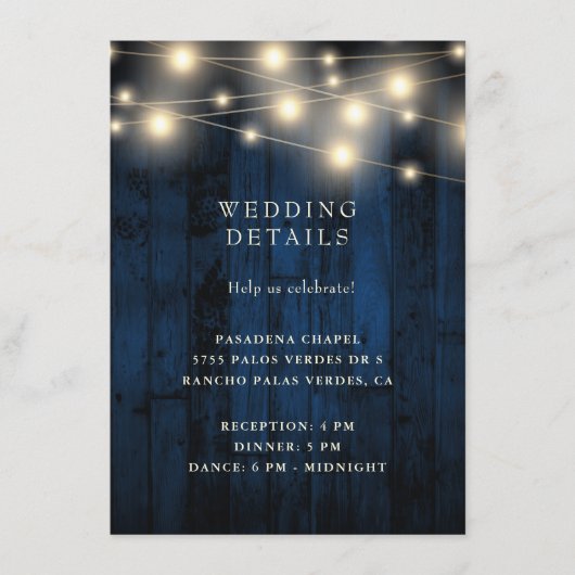 Rustikale Hochzeitsempfehlung für holzmarinierte L Begleitkarte (Vorderseite)