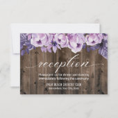Rustikale Hochzeitsempfehlung für Lila Blumenställ Einladung (Vorderseite)