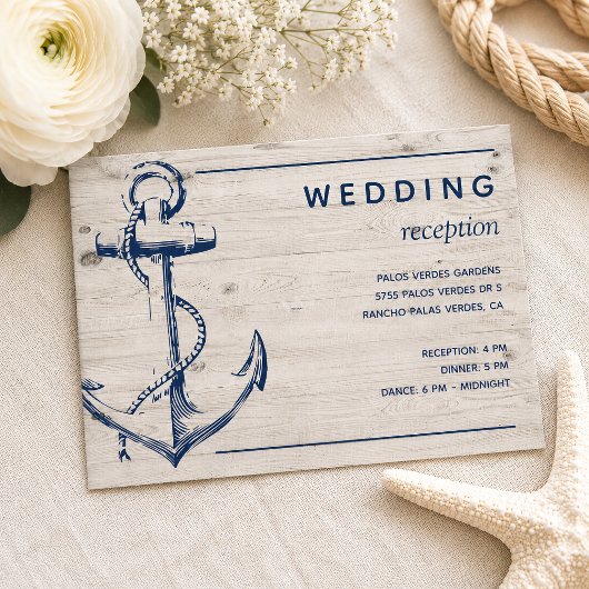 Rustikale Hochzeitsempfehlung für Nautic Anchor Begleitkarte