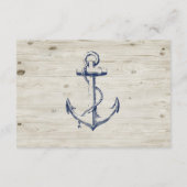Rustikale Hochzeitsempfehlung für Nautic Anchor Begleitkarte (Rückseite)