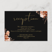 Rustikale Hochzeitsempfehlung für Schwarz und Gold Begleitkarte (Vorderseite)