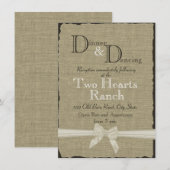 Rustikale Hochzeitsempfehlung mit Bow und Burlap Begleitkarte (Vorne/Hinten)