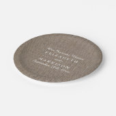 Rustikale Hochzeitsempfehlung Pappteller (Schrägansicht)