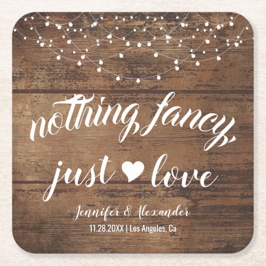 Rustikale Hochzeitsempfehlung Rechteckiger Pappuntersetzer (Vorderseite)