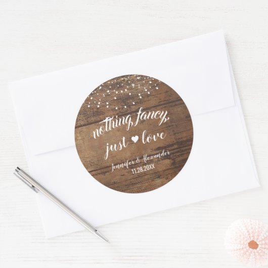 Rustikale Hochzeitsempfehlung Runder Aufkleber (Umschlag)