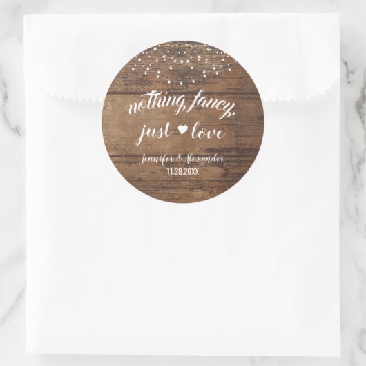 Rustikale Hochzeitsempfehlung Runder Aufkleber (Tasche)