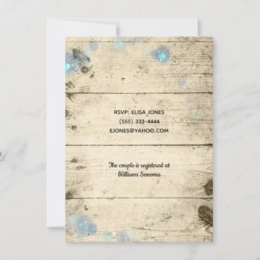 Rustikale Hochzeitsempfehlung & String Lights Einladung (Rückseite)