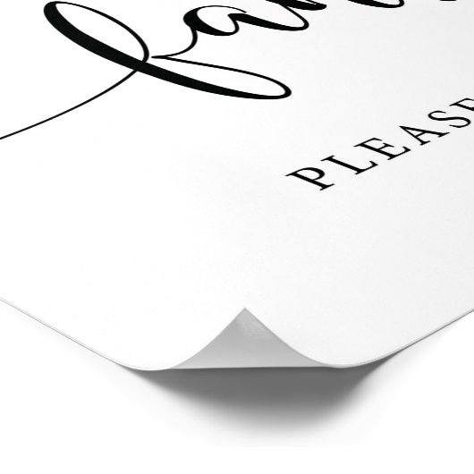 Rustikale Hochzeitsfans bitte ein Zeichen nehmen Poster (Ecke)