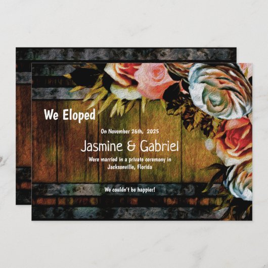 Rustikale Hochzeitsfeier aus Holz Ankündigung (Vorne/Hinten)